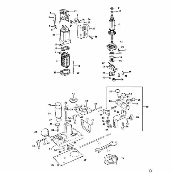 Dewalt DW631K Spare Parts List Type 1