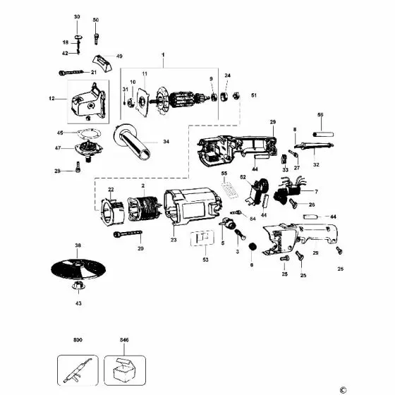 Dewalt DW849 Spare Parts List Type 1