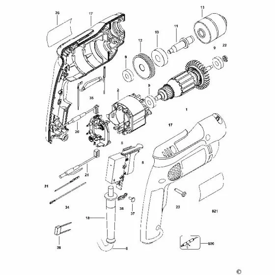 Dewalt D21008 Spare Parts List Type 1