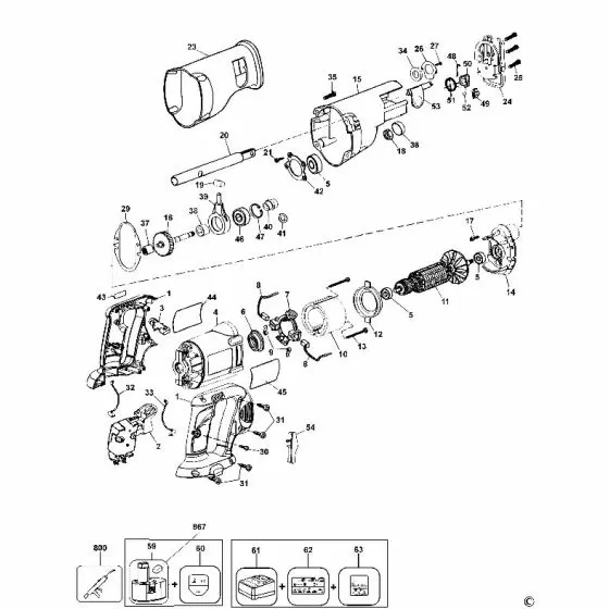 Dewalt DC380 Spare Parts List Type 1