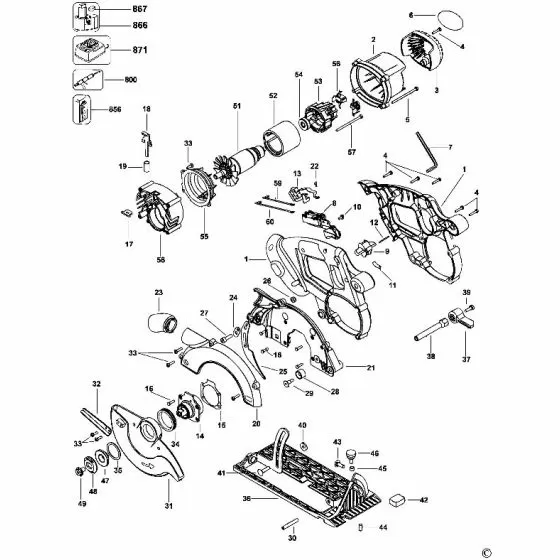 Dewalt DC390 Spare Parts List Type 1