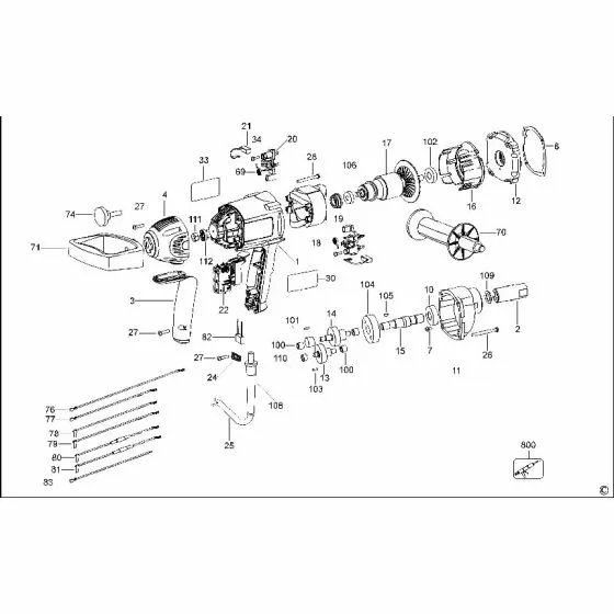 Dewalt D21510 Spare Parts List Type 1