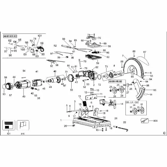 Dewalt D28700 Spare Parts List Type 1