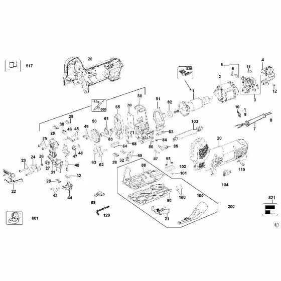 Dewalt DW343K SA FACIA CASTING (SERVICE) 494042-00 Spare Part Type 3