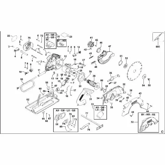 Dewalt D23620 Spare Parts List Type 2