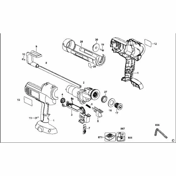 Dewalt DC540K Spare Parts List Type 1