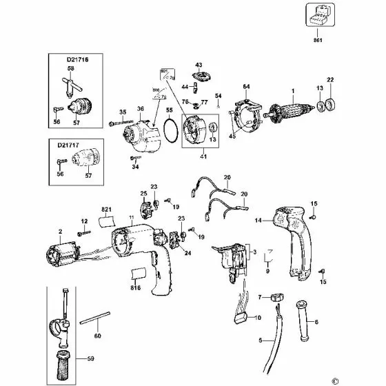 Dewalt D21716K Spare Parts List Type 10