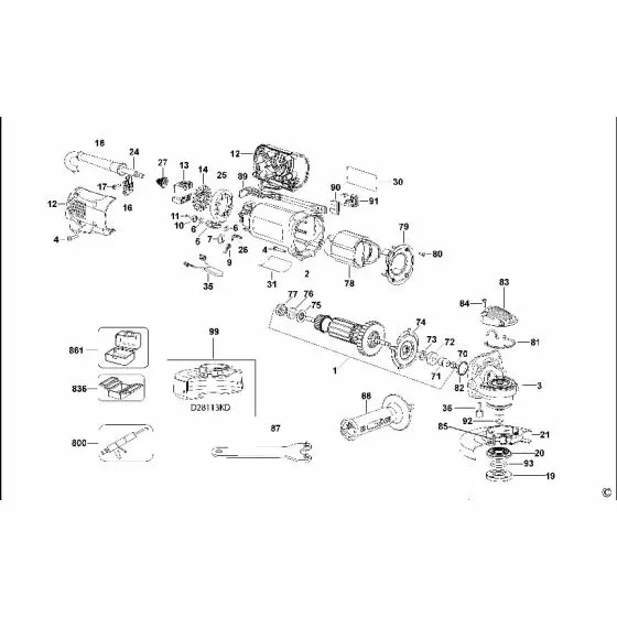 Dewalt D28113 Spare Parts List Type 3