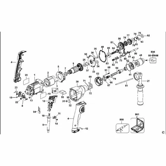 Dewalt DWD522KS Spare Parts List Type 1