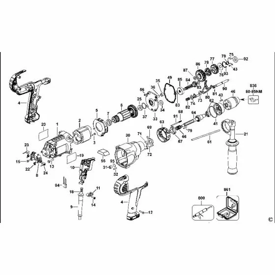 Dewalt DWD525KS Spare Parts List Type 1