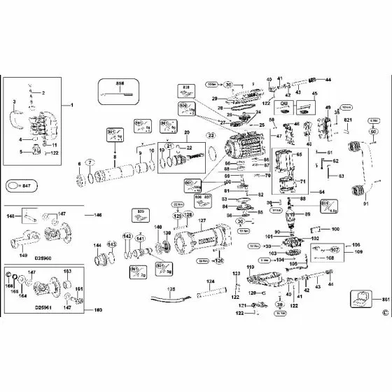 Dewalt D25960 Spare Parts List Type 1