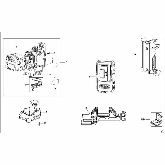 Dewalt DW089KD Spare Parts List Type 1