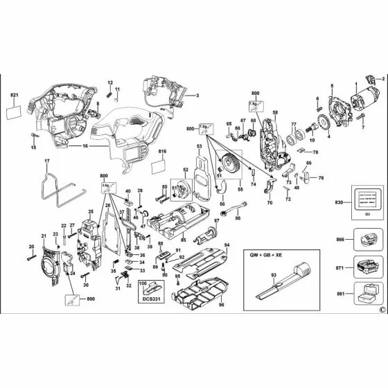 Dewalt DCS332 SCREW, PLSTC THD FORM, M3.5 X 30 330065-27 Spare Part Type 2