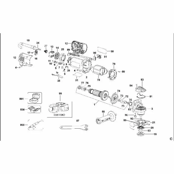 Dewalt D28113 Spare Parts List Type 4