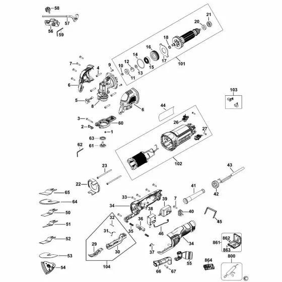 Dewalt DWE315 Spare Parts List Type 1