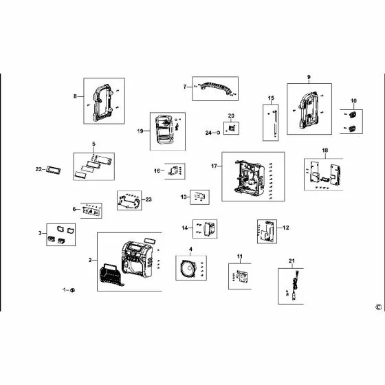 Dewalt DCR019 PCB SA 1004694-49 Spare Part Type 1