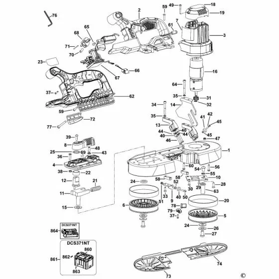 Dewalt DCS371 Spare Parts List Type 1