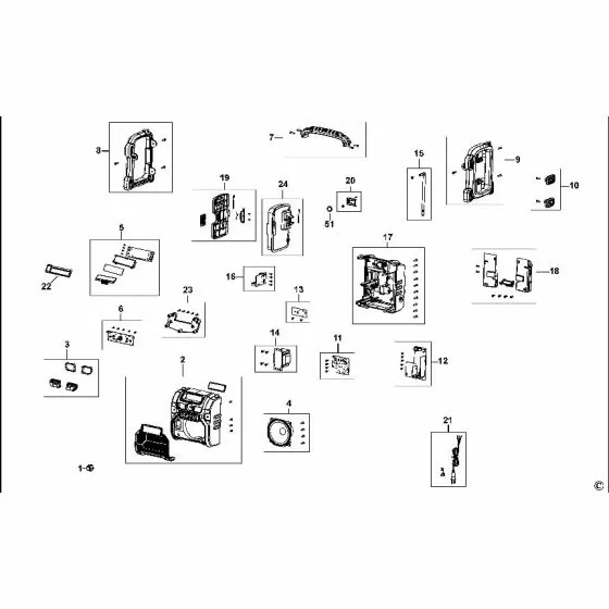 Dewalt DCR020 COVER 1004696-69 Spare Part Type 1