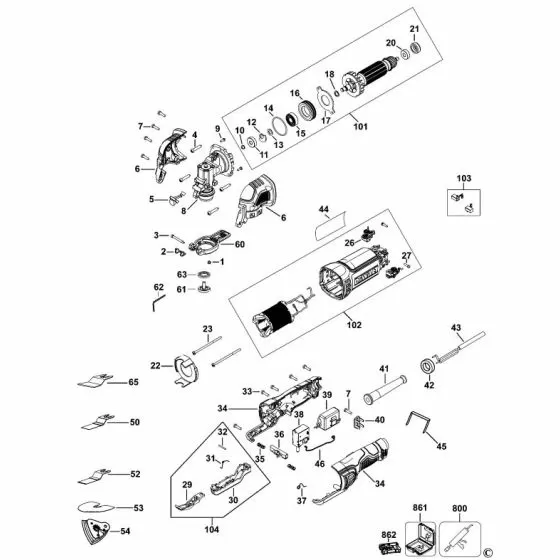 Dewalt DWE314 Spare Parts List Type 1