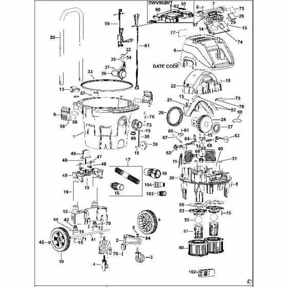 Dewalt DWV902M Spare Parts List Type 2