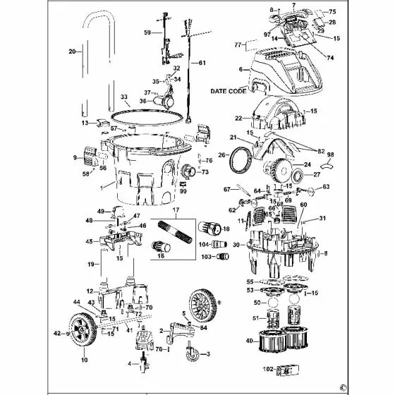 Dewalt DWV902L Spare Parts List Type 2