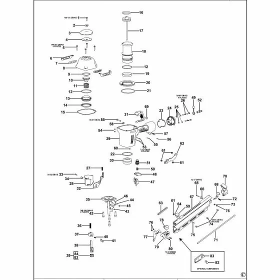 Dewalt DPN9033SM Spare Parts List Type 1