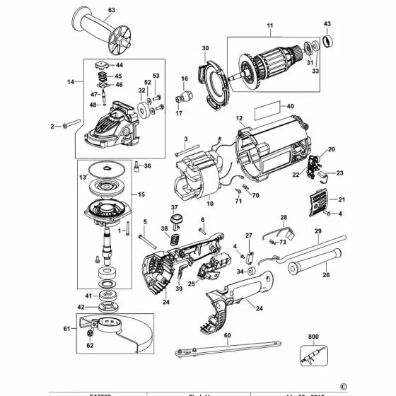 Dewalt DWE492 Spare Parts List Type 1