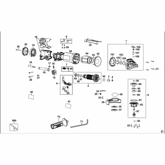 Dewalt DWE4233 Spare Parts List Type 1