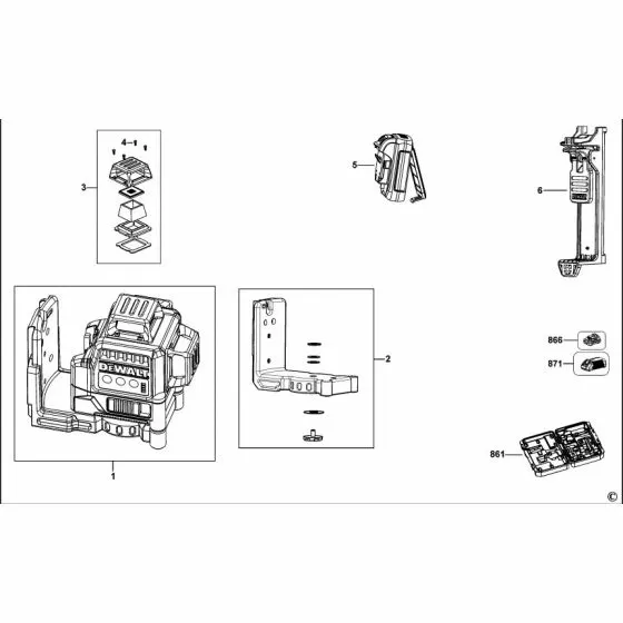 Dewalt DCE089R Spare Parts List Type 1