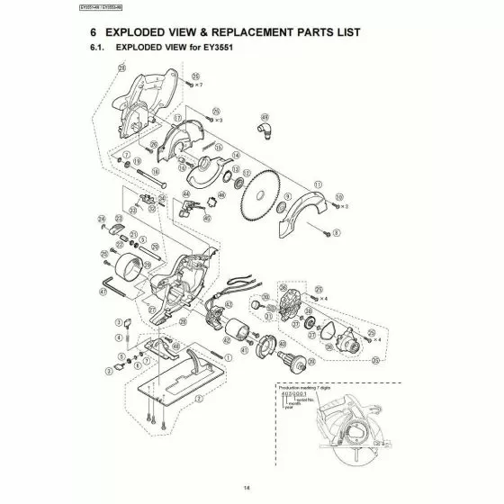 Panasonic EY3551 TAPPING SCREW WEY3552K9078 Spare Part