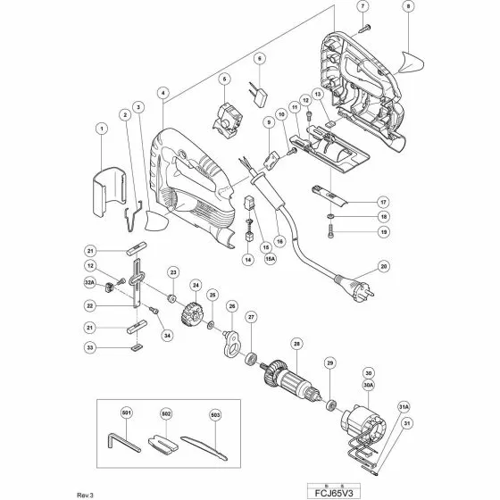 Hitachi FCJ65V3 CORD 500470Z Spare Part