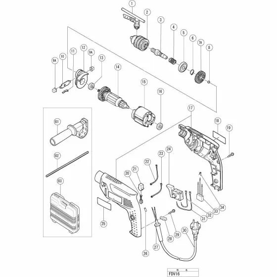 Hitachi FDV16 + DRIVER BIT NO.2 65L 983006 Spare Part