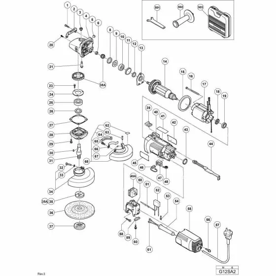 Hitachi G12SA2 SPECIAL NUT M7 301941 Spare Part