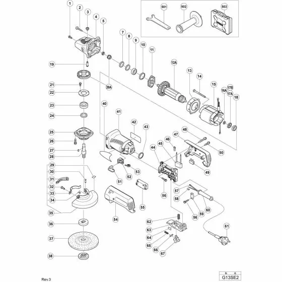 Hitachi G13SE2 PADDLE LEVER 308554 Spare Part