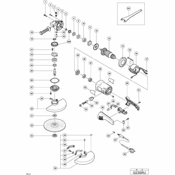 Hitachi G23SRU SIDE HANDLE FOR M14 937981 Spare Part