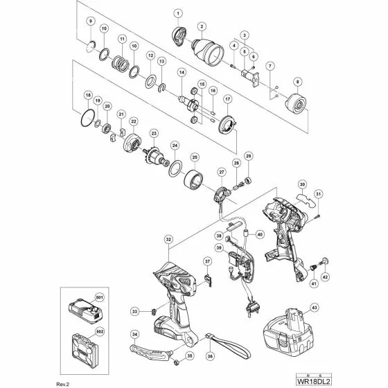 Hitachi WR18DL2 WIRING SET 334959 Spare Part