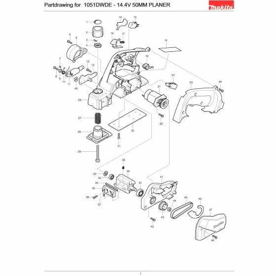 Makita 1051DWDE Spare Parts List