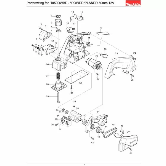 Makita 1050DWBE Spare Parts List