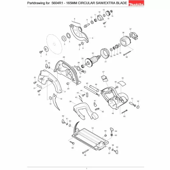 Makita 5604R1 Spare Parts List