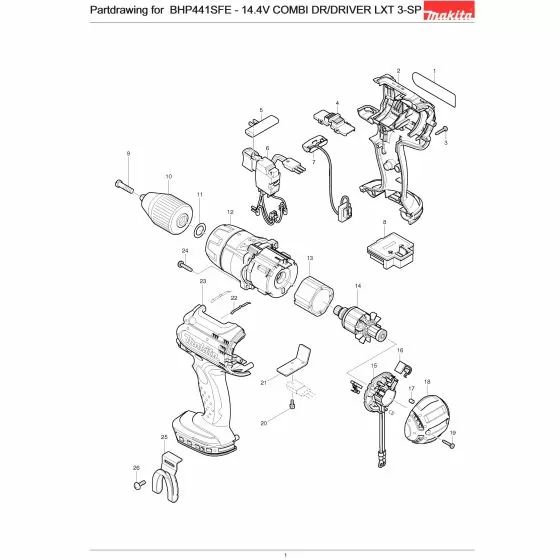 Makita BHP441SFE Spare Parts List