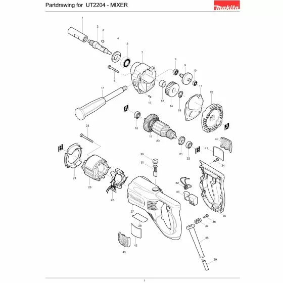 Makita UT2204 Spare Parts List