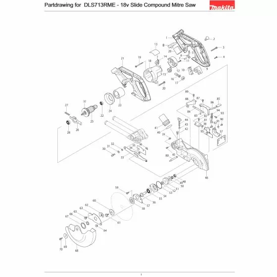 Makita DLS713RME 'PIPE 16-90 LS1030 331350-5 Spare Part