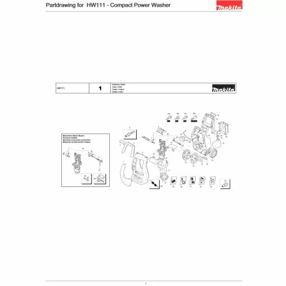 Makita HW111 Spare Parts List