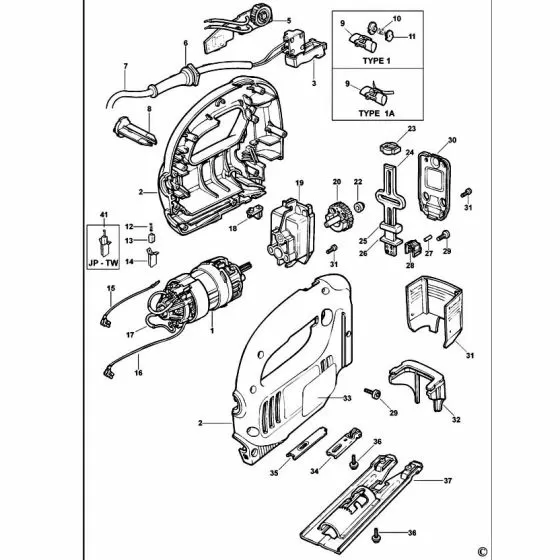 Black & Decker 374452 Spare Parts List Type: 1