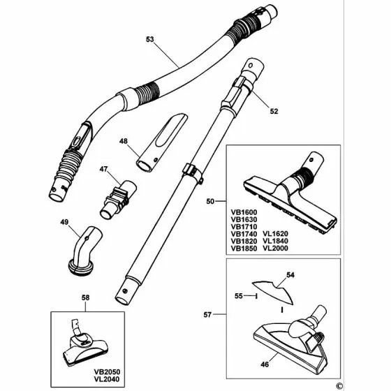 Black & Decker VB1630 Spare Parts List Type: 1