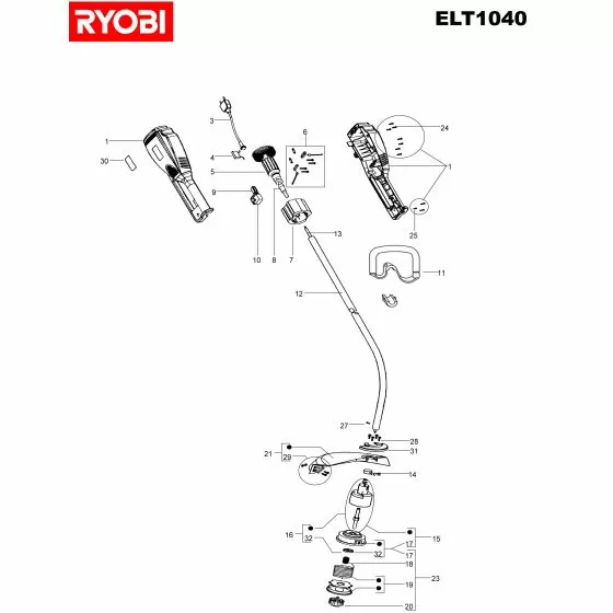 Ryobi ELT1040 Type: 1 SCREW FOR CLAMM SHELL ELT738/1040  Item discontinued Spare Part