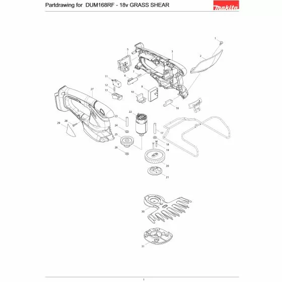 Makita DUM168RF Spare Parts List