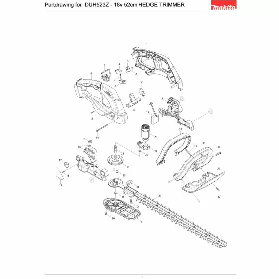 Makita DUH523 Spare Parts List