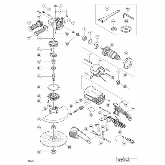 Hitachi G23SWU Spare Parts List