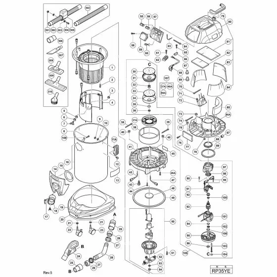 Hitachi RP35YE Spare Parts List